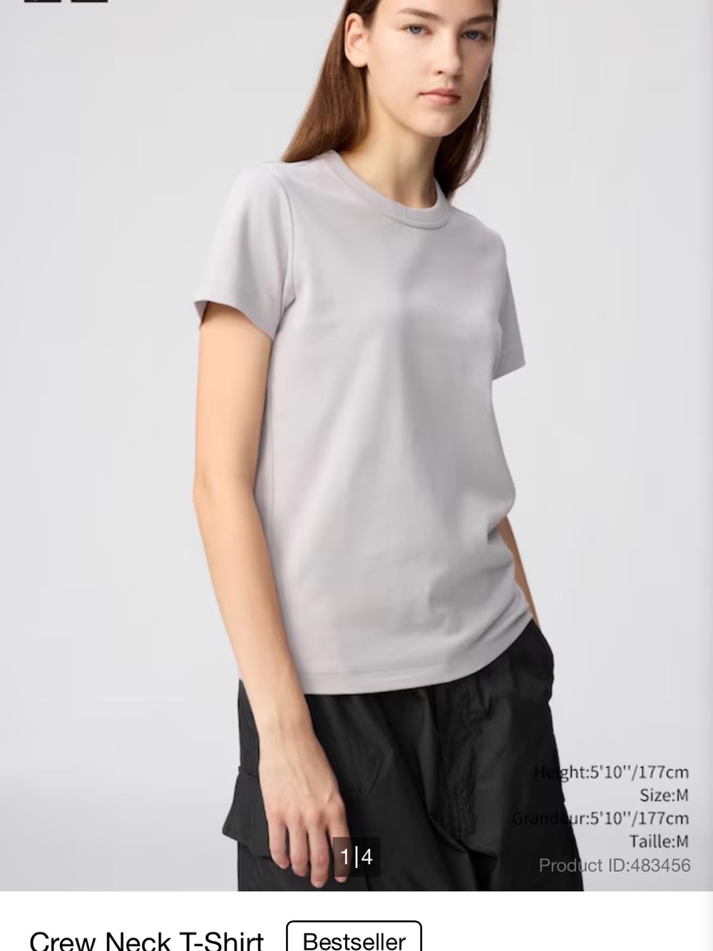 Uniqlo Women’s Crew Neck Tee in Light Gray